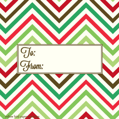 GT4009 Chevron Green To/From Gift Tags
