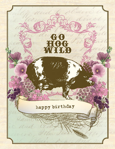 VB9086-Vintage Hog Wild Birthday Card