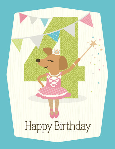 VK9032-Girl 4th Birthday Card