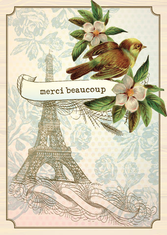 BN5034-Vintage Merci Eiffel Boxed Note