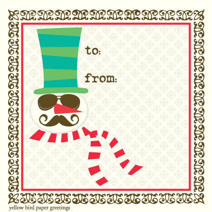 Hipster Snowman To/From Gift Tags