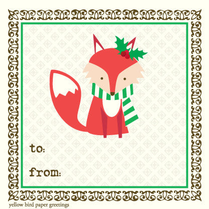 GT4003 Fox Scarf To/From Gift Tags
