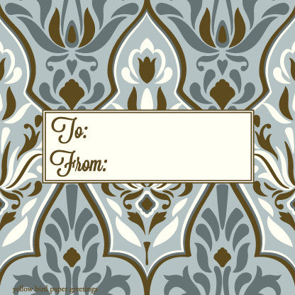 GT4013 Damask Grey To/From Gift Tags