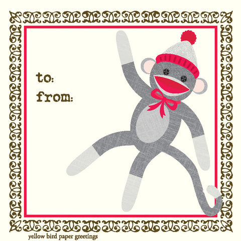 GT4018 Sock Monkey To/From Gift Tags