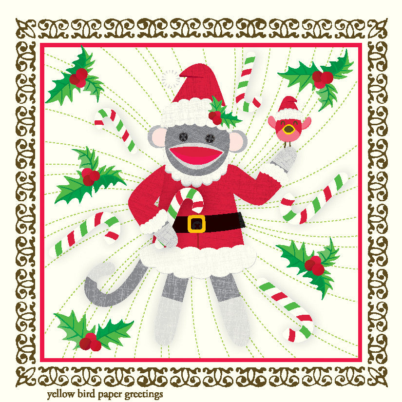 Sock Monkey Santa Gift Tags