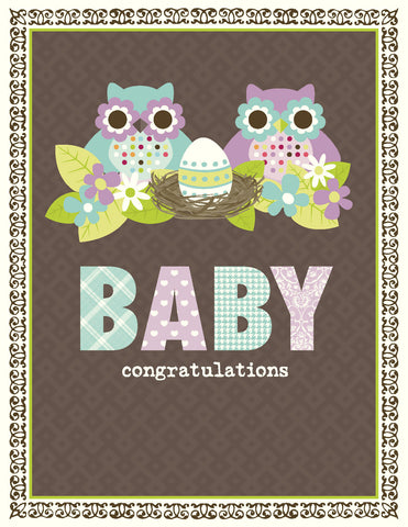 VA9057-Owl Family Baby Card