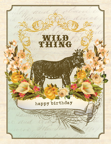VB9084-Vintage Wild Birthday Card