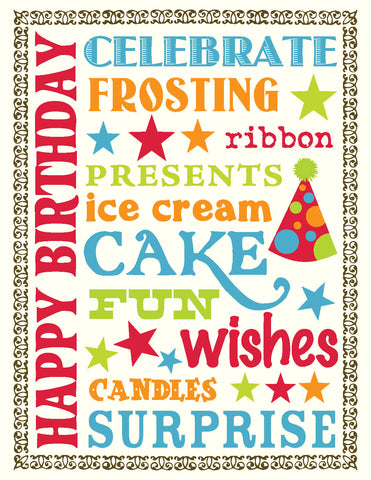 VB9092-Multi Text Hat Birthday Card