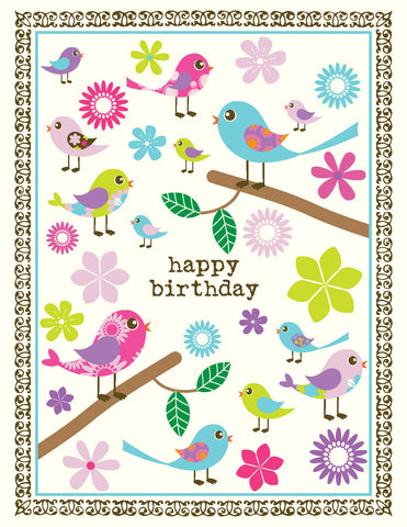 VB9093-Tweet Birds Birthday Card