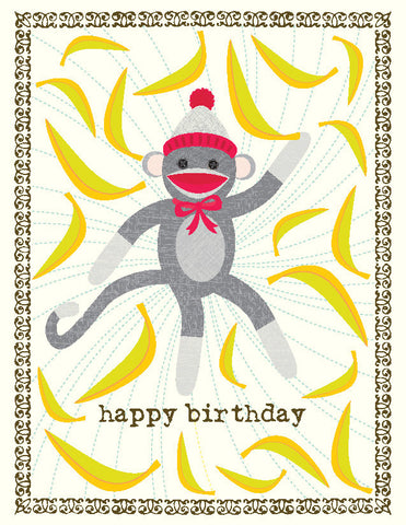 VB9105-Sock Monkey Birthday Card