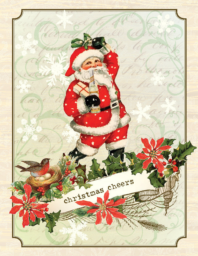 VC9084-Aviary Christmas Cheers Santa Card