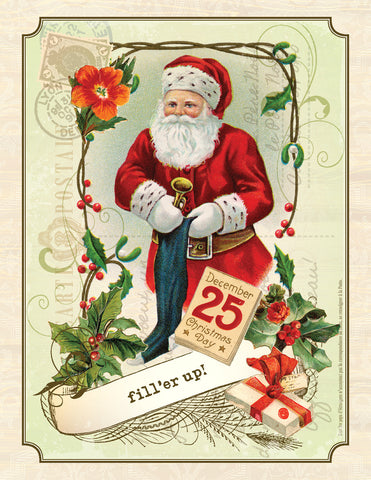 VC9101 Vintage Fill'er Up Santa Card