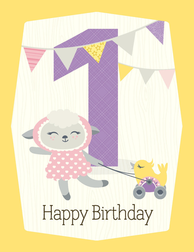 NEW VK9026-Girl 1st Birthday Card