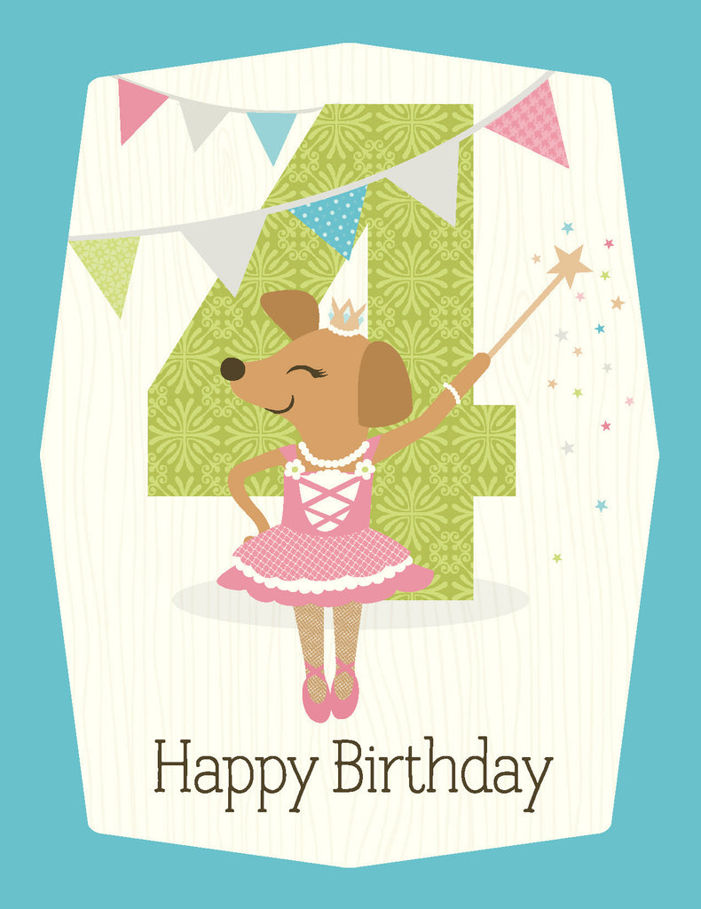 NEW VK9032-Girl 4th Birthday Card