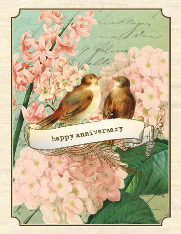 VW9053-Vintage Birds Wedding Card