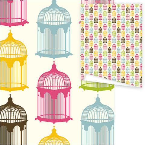 WP3001-Brights Bird Cage Gift Wrap